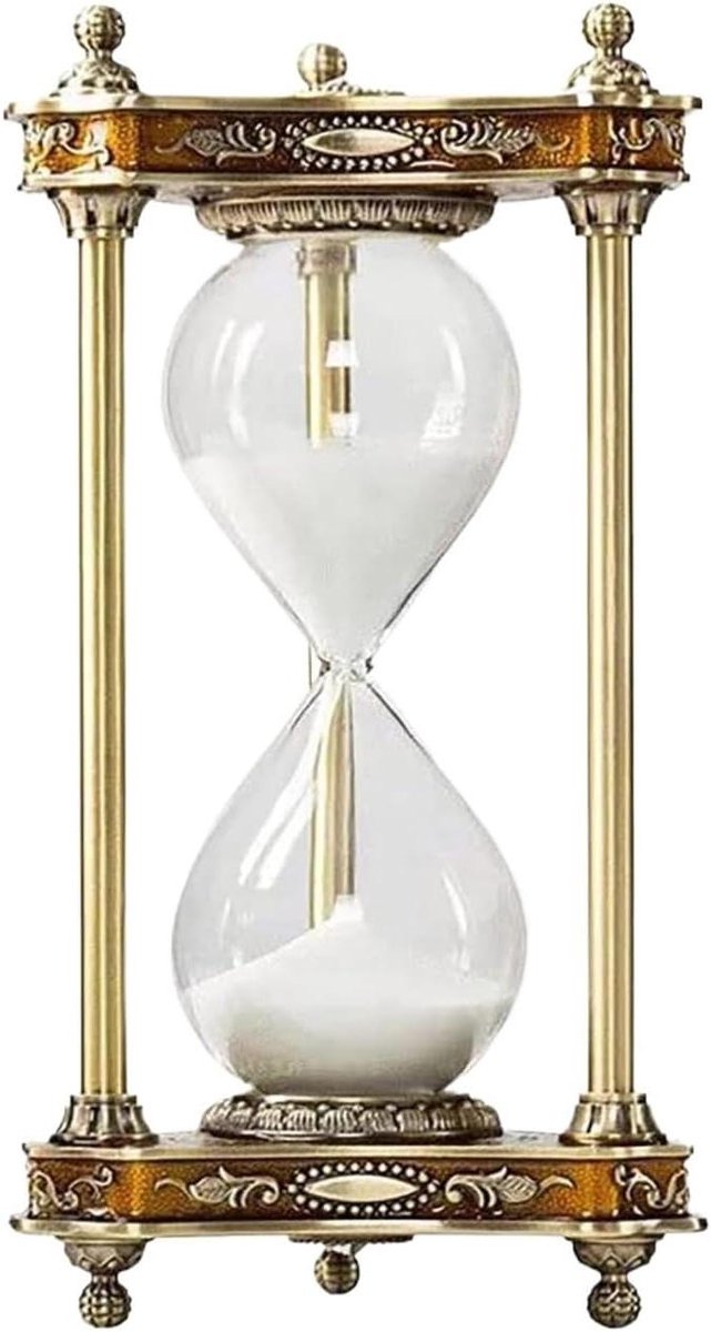 Zandloper Decor - Zand Timer - Tijd Beheer - Legering Frame - 30 Minuten - Wit Zand