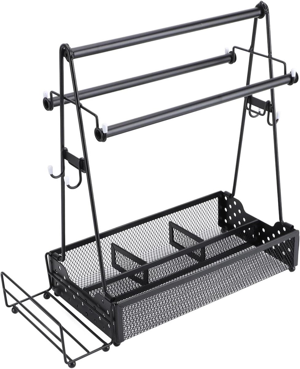 BBQ Kruidenhouder - Grill Organizer - Buiten Koken - 4 Compartimenten - 38x17.5x39 cm - Zwart