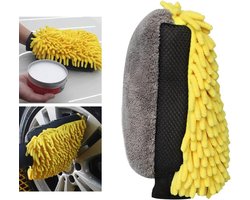 Autowashandje Microvezel - Droogdoek Poetsdoek - Auto Reinigen - Dubbelzijdige Vezels - 28 x 185 cm - Geel