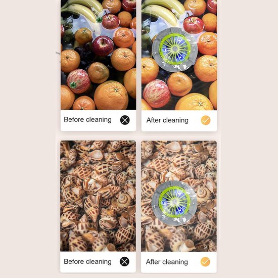 Fruit Spinner, Draagbare Fruit Wasmachine, Elektrische Voedselzuiveraar Automatische Reinigingsmachine voor Wassen Aftappen Vlees Zeevruchten Salade Bessen Maaltijd Prep Koken Thuis Dagelijks Gebruik — afbeelding 3