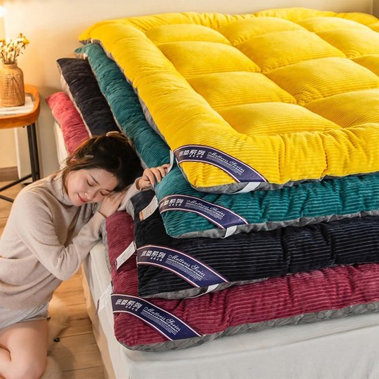 Futon Matras - Vouwbed Logeerbed - Comfortabel Slapen - Huidvriendelijke Flanel - 180 x 200 cm - Zwart — afbeelding 4