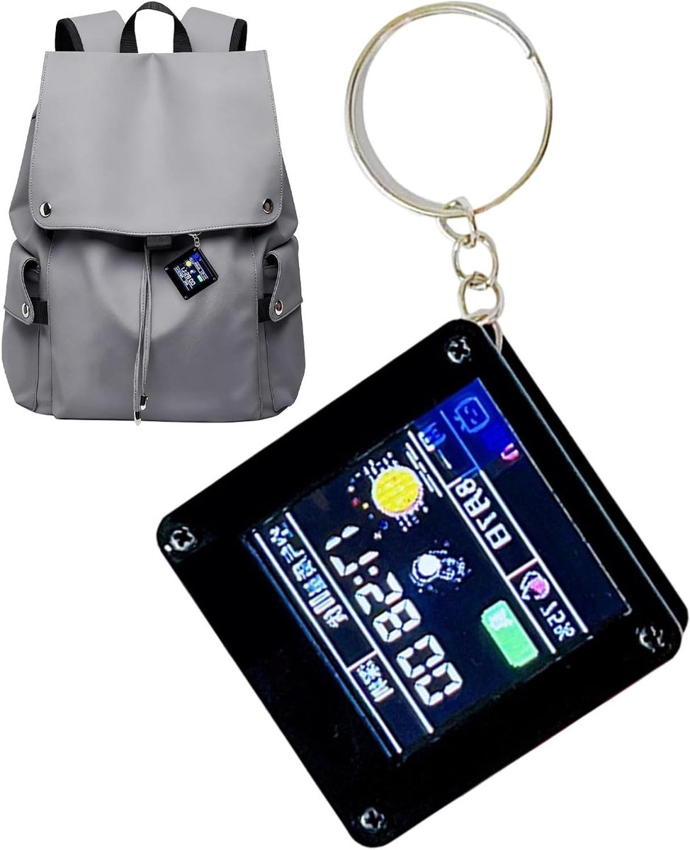 Mini Display - Decoratie Scherm - Bureau Decoratie - Wifi Weer & Tijd - 4.8 cm - Zwart