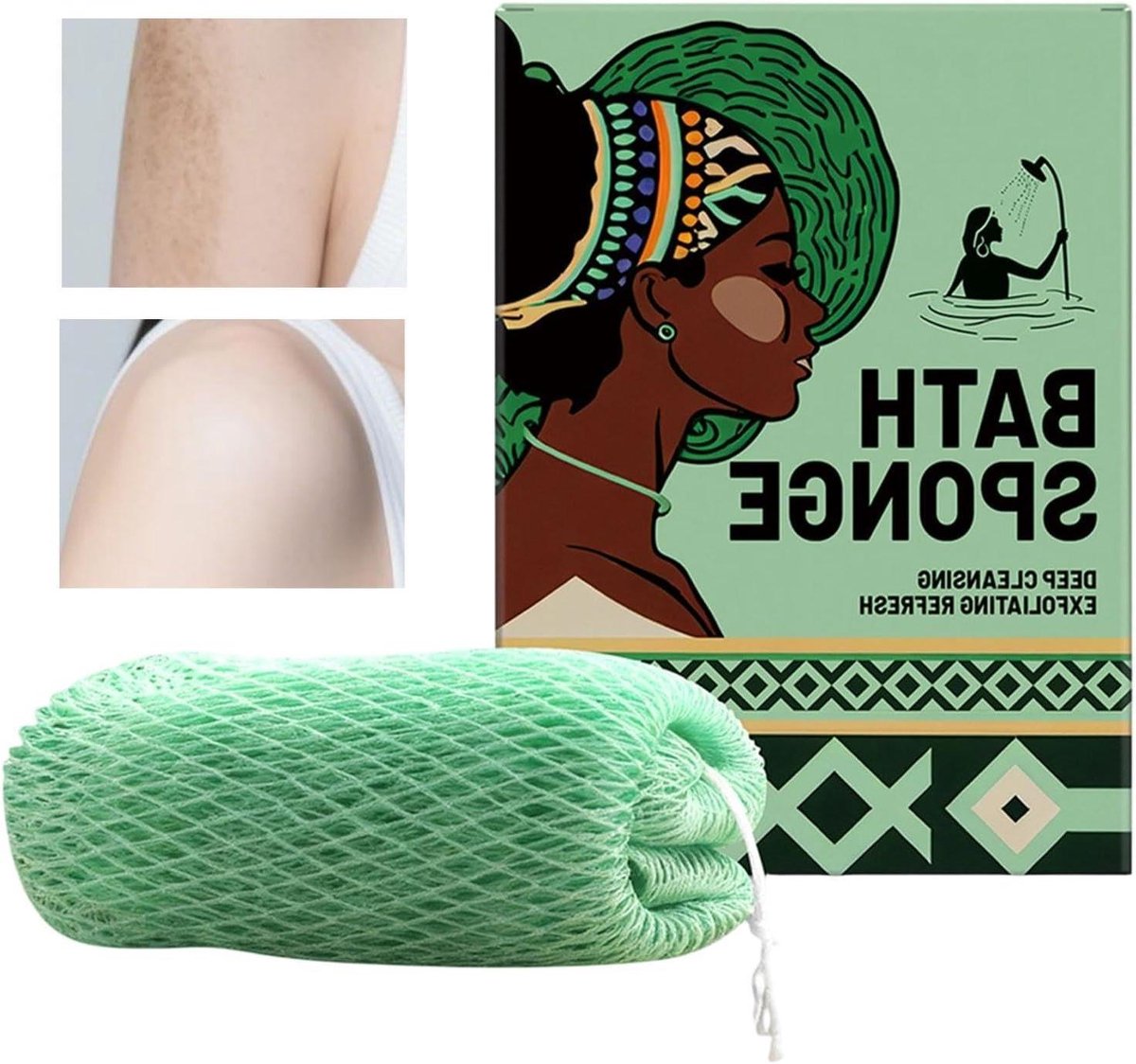 Douche Wasdoek - Lichaamsspons - Huid Reinigen - Zachte Peeling - 35x80cm - Groen