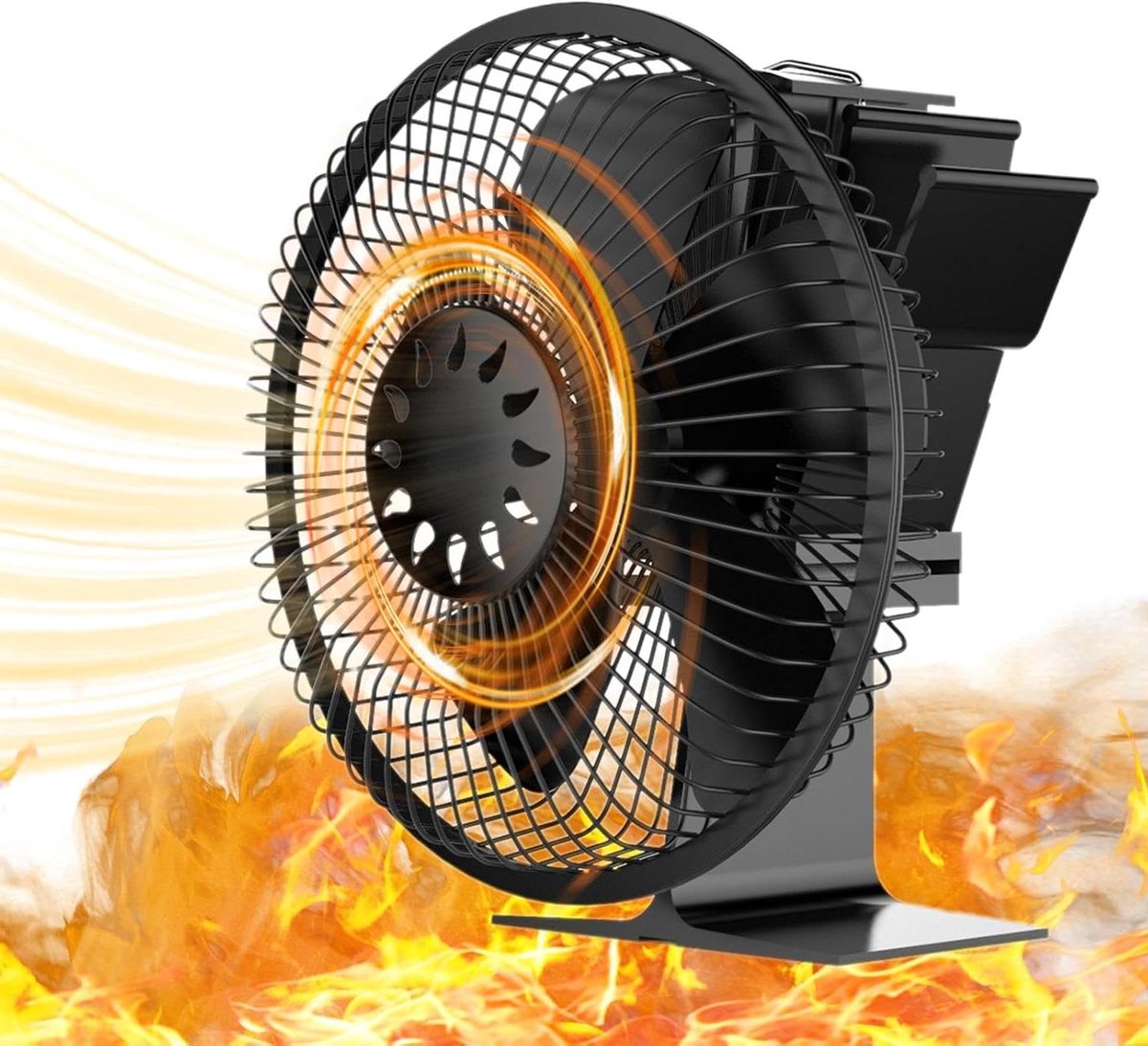 Warmtepomp Ventilator - Kachel Ventilator - Warmte Verspreiden - Zonder Elektriciteit - 50-400°C - Zwart