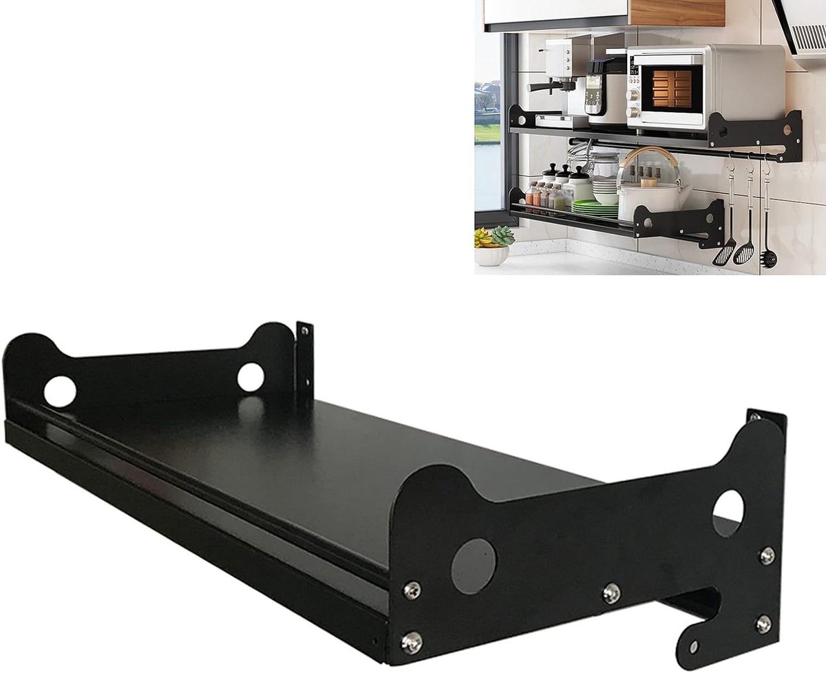Magnetron Opbergrek - Keuken Organizer - Ruimte Besparen - Roestvrij Staal - 50x35cm - Zwart