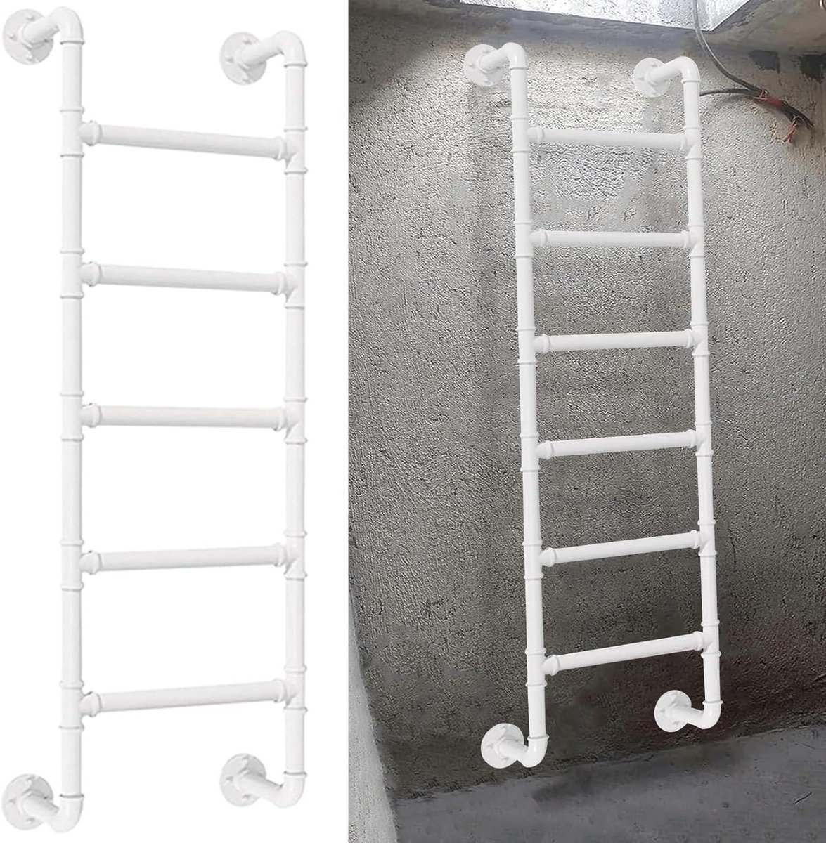 Noodladder - Veiligheidsladder - Veilige Ontsnapping - Smeedijzeren Constructie - 100-300 cm - Wit