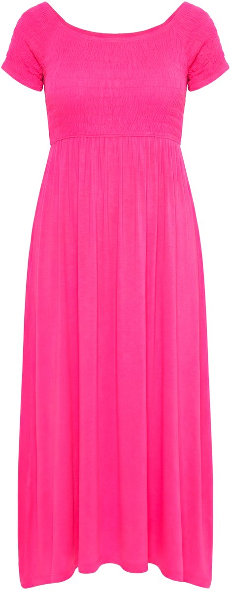 Angel of Style - Dames - Maxi-jurk A-lijn jersey gerimpelde borst - Hibiscusrood - Maat 44