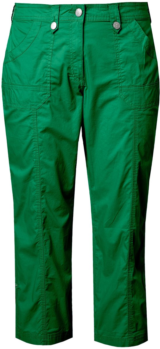 Ulla Popken - Dames - 7/8-cargohose oprolbandje voor broekspijp - Smaragdgroen - Maat 56