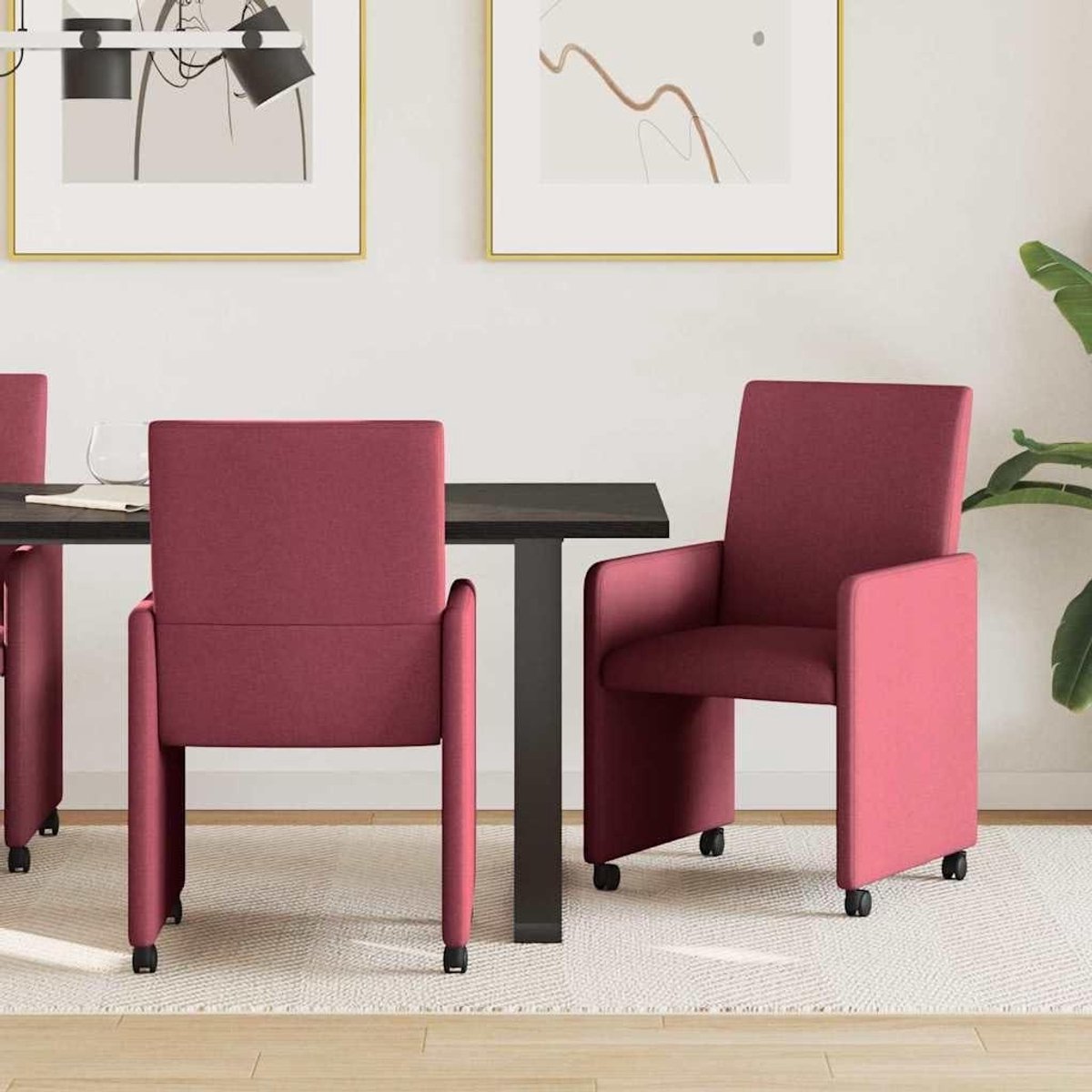 Eetkamerstoelen Set - Stoelen met wielen - Comfortabel zitten - Ergonomisch ontwerp - 57 x