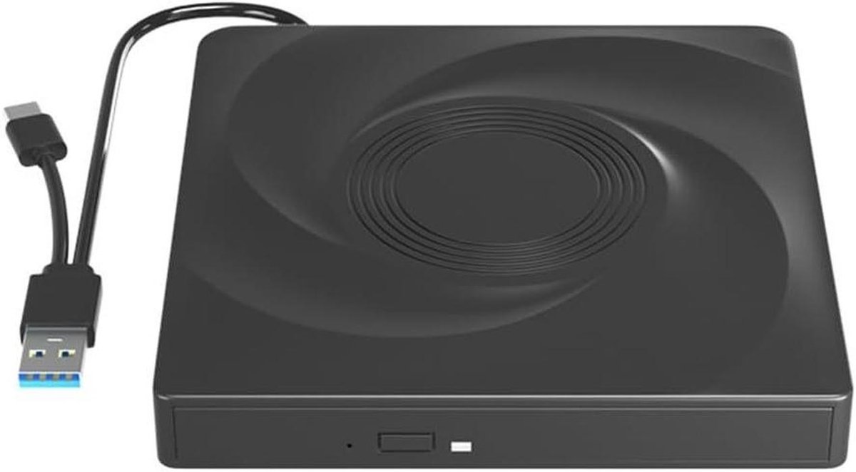 Externe CD/DVD Drive - Optische Lezer - Schijven Lezen - Dubbele Interface - 15 cm - Zwart