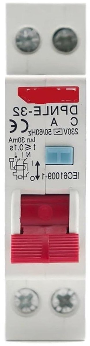 Aardlekautomaat - Stroomonderbreker - Elektrische beveiliging - Overstroom en lekbeveiliging - 18 mm - Grijs