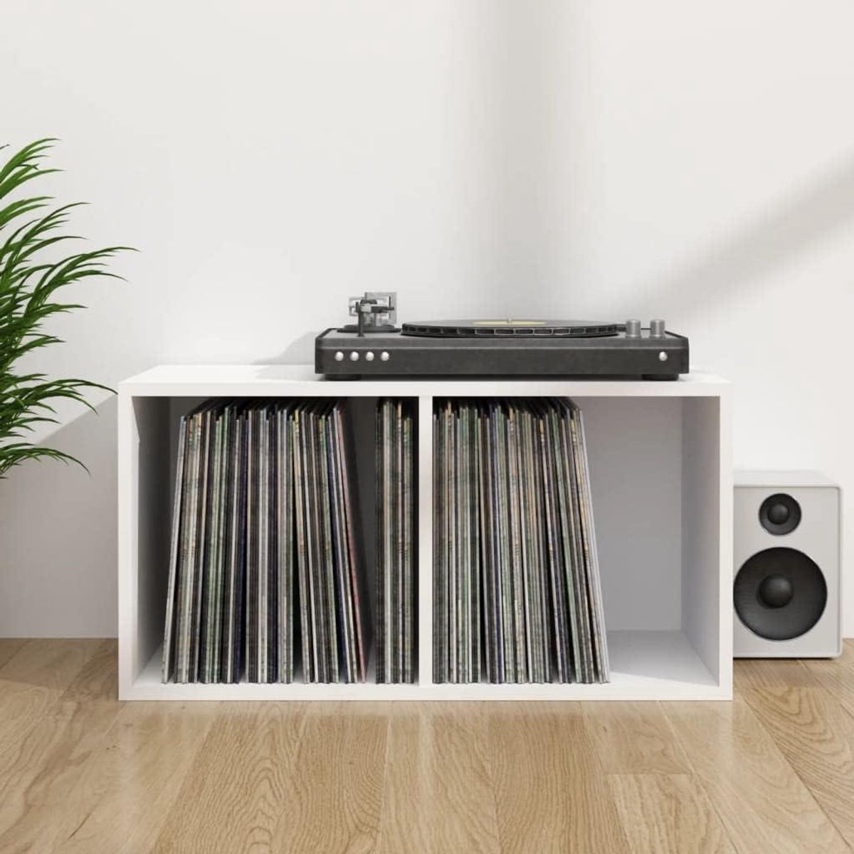 Vinyl Opbergdoos - LP Systeem - Muziek Ordenen - Flexibel Plaatsbaar - 71 cm Breed - Wit