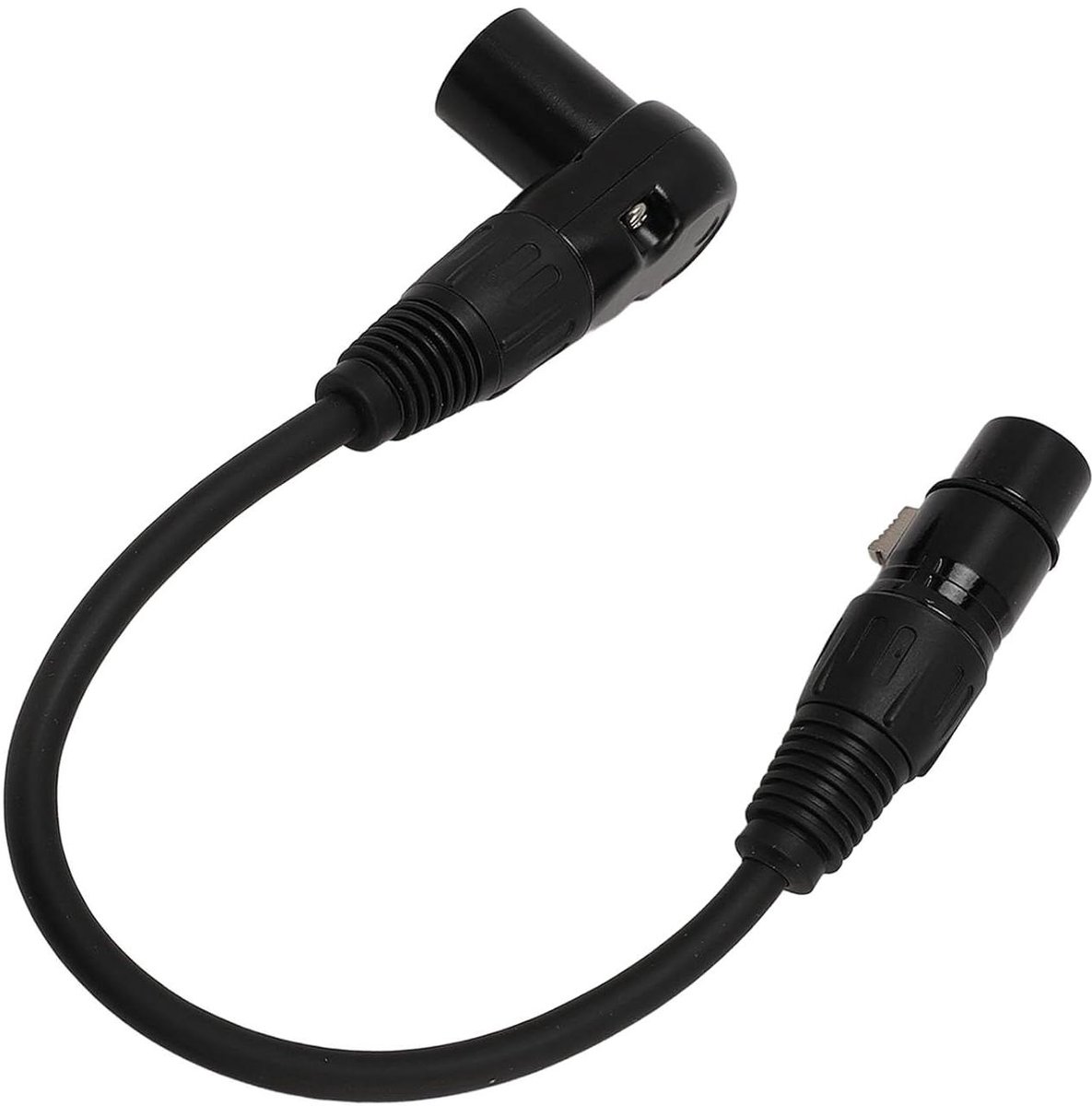 XLR Microfoonkabel - Verlengkabel Adapter - Stabiel Geluid - 90 Graden Hoek - 30 cm - Zwart