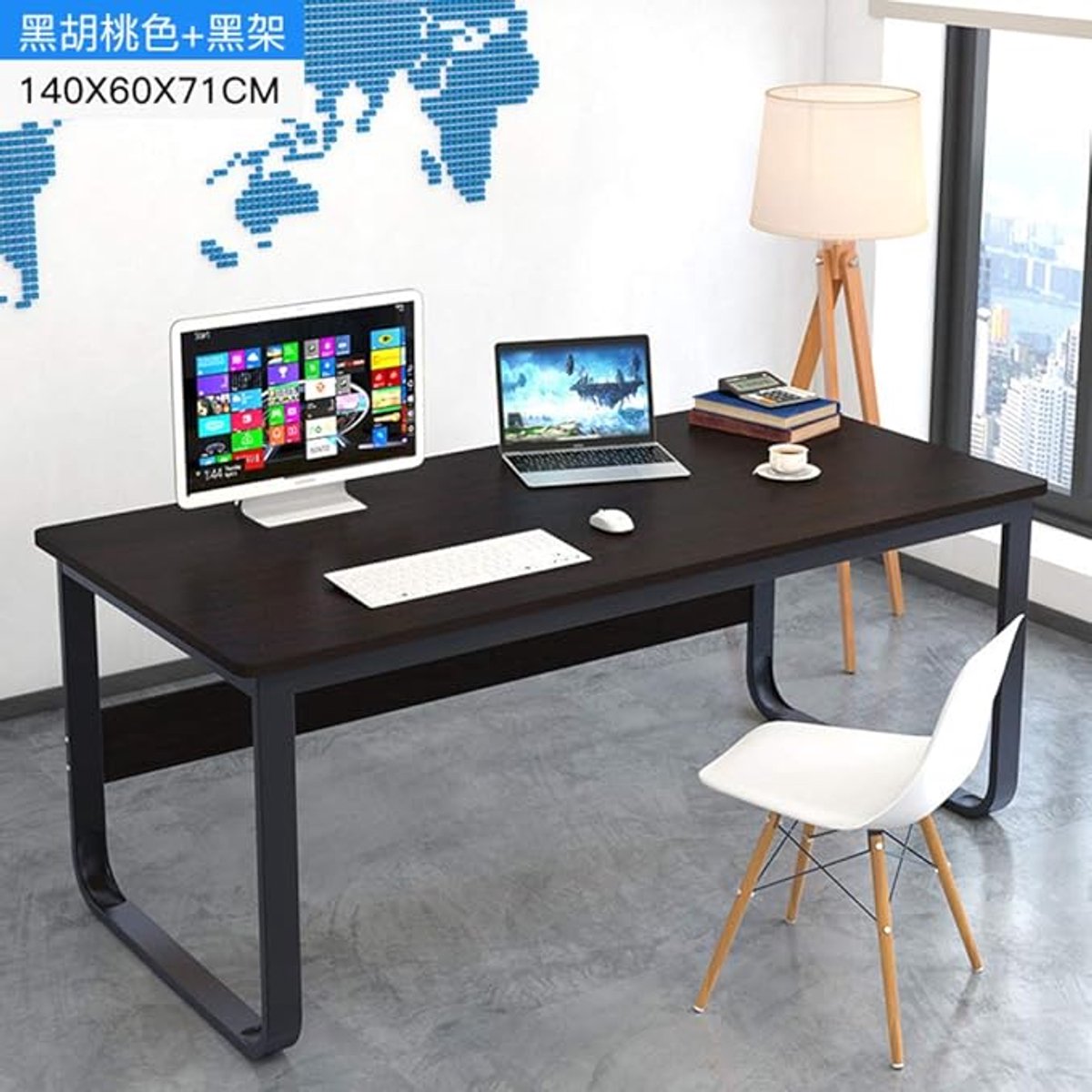 Computer Bureau 140x60 cm – Home Office Werkplek Bureau – Modern Computertafel Workstation – MDF 18 mm Krasbestendig & Waterdicht – U-Vorm Metalen Frame – Eenvoudige Montage