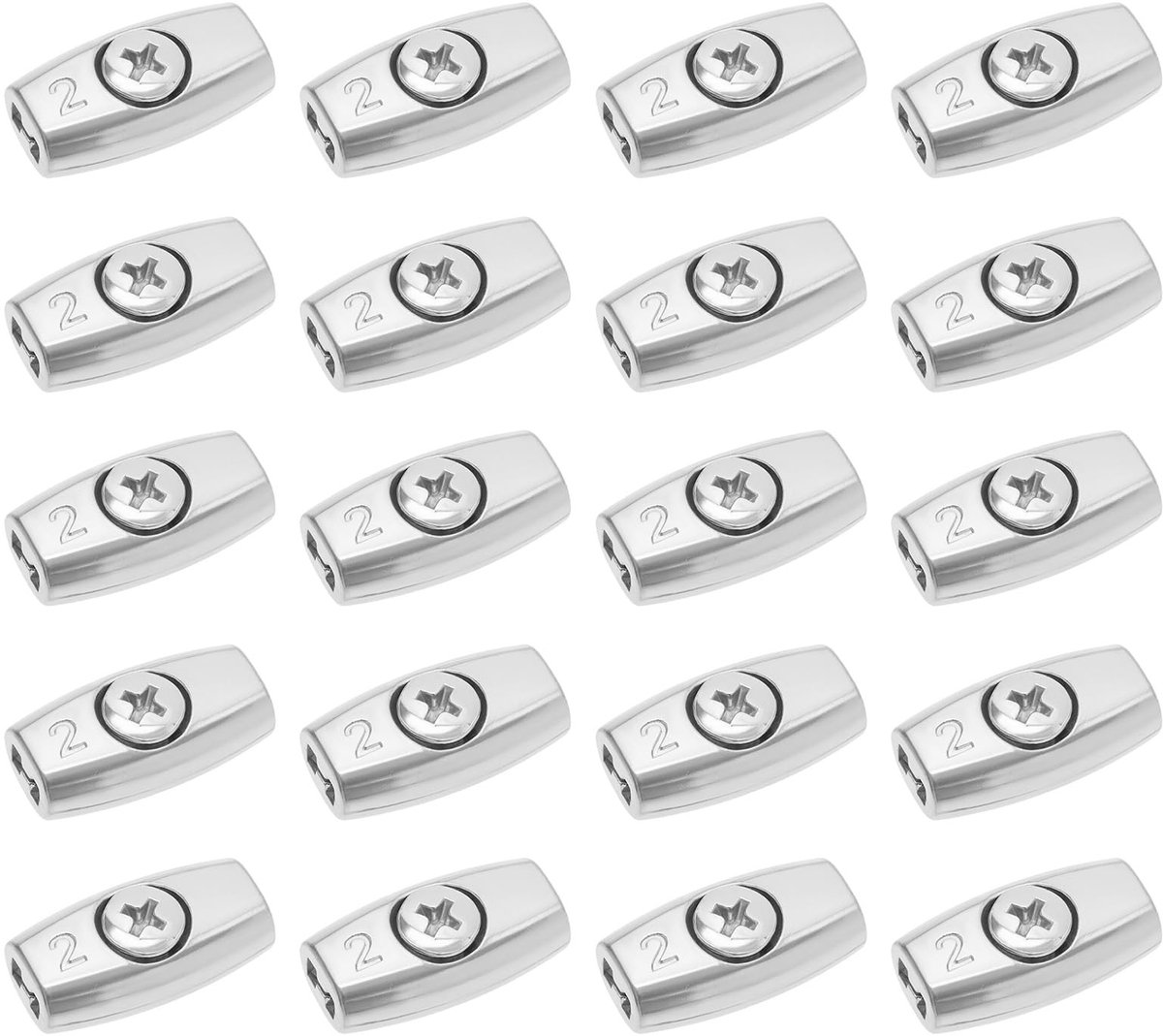 Dailygoods - Set van 20 Vernikkelde Stalen Eivormige Kabelklemmen