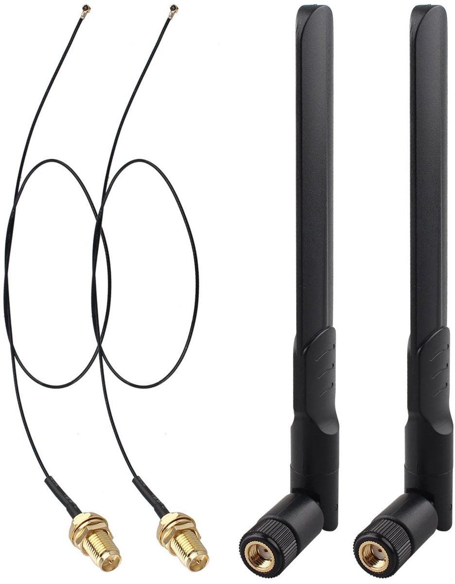 Dailygoods - 2 Stuks Dual Band WiFi Antenne met Verlengkabel voor Draadloze Netwerkkaart