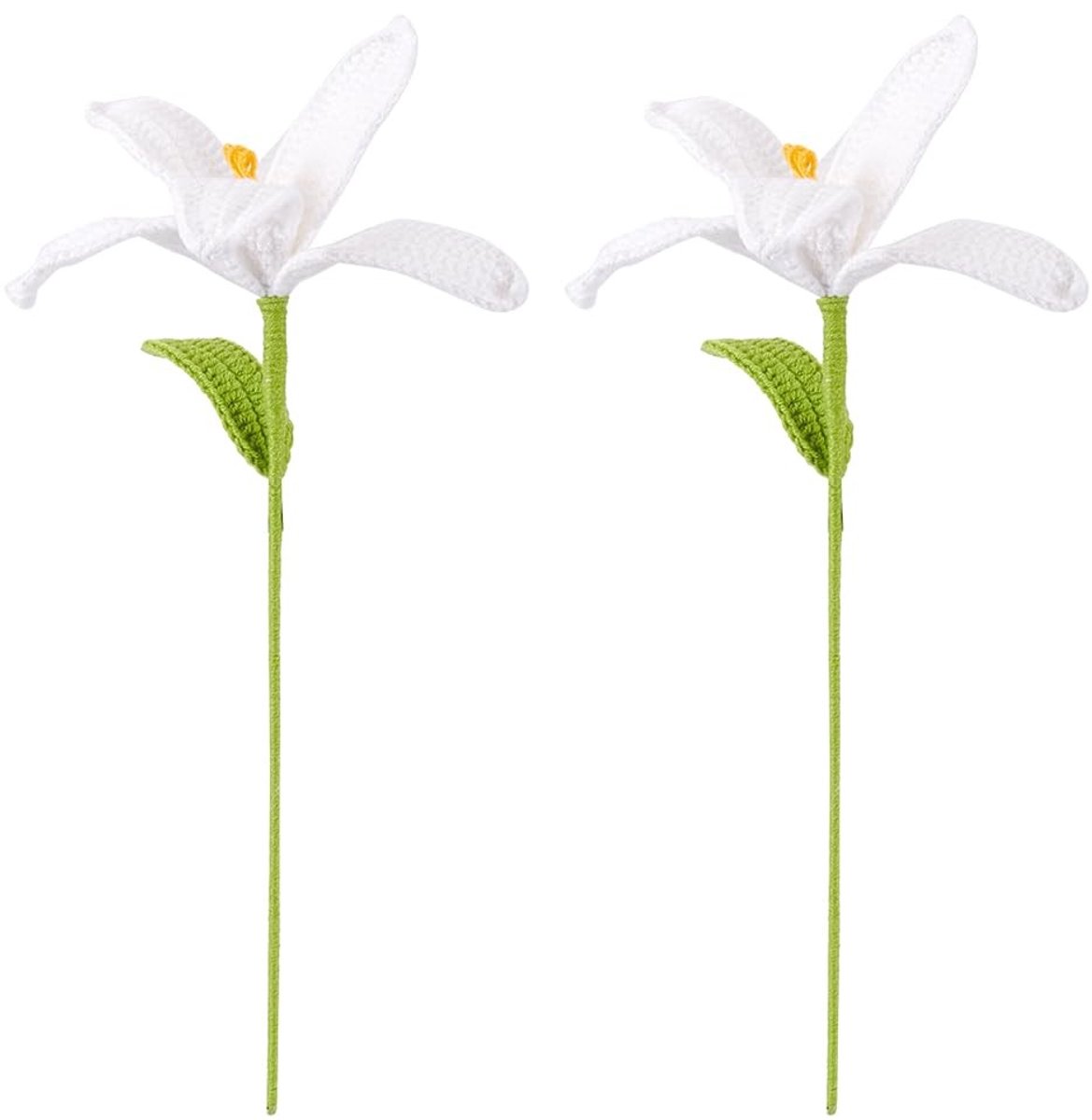 Dailygoods - Dailygoody - Handgemaakte gehaakte kunstleliebloemen - Gehaakte bloemen boeket - Witte lelies - Bruiloft decoratie - Interieur woondecoratie - Bloemen