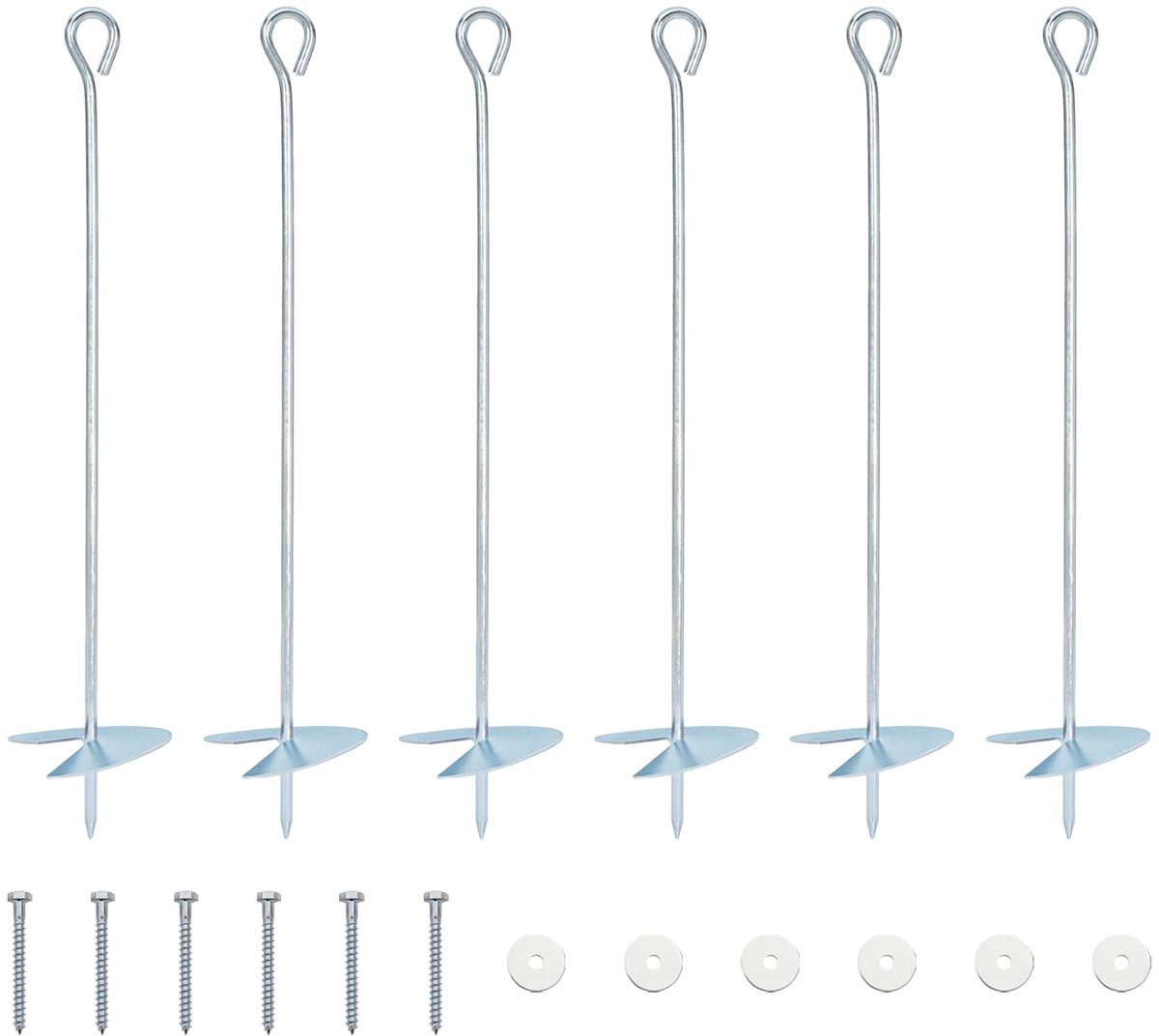 vidaXL - Aardanker - 6 - pcs - Zilverkleurig - Ø10 - x - 50 - cm - Gegalvaniseerd - Metaal