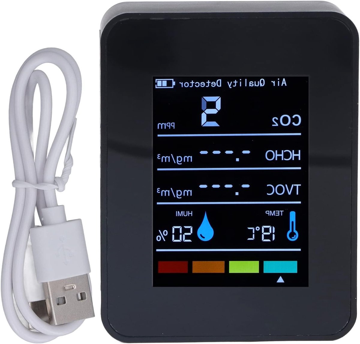 Luchtkwaliteitsmonitor voor Binnen met CO2 Detector, Digitale TVOC en HCHO Metingen voor Thuis en Kantoor