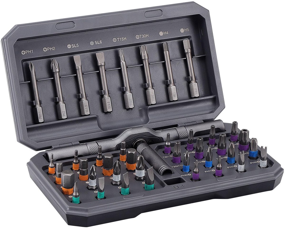 Dailygoods - 42-delige Magnetische Ratelschroevendraaierset met Kleurgecodeerde Bits
