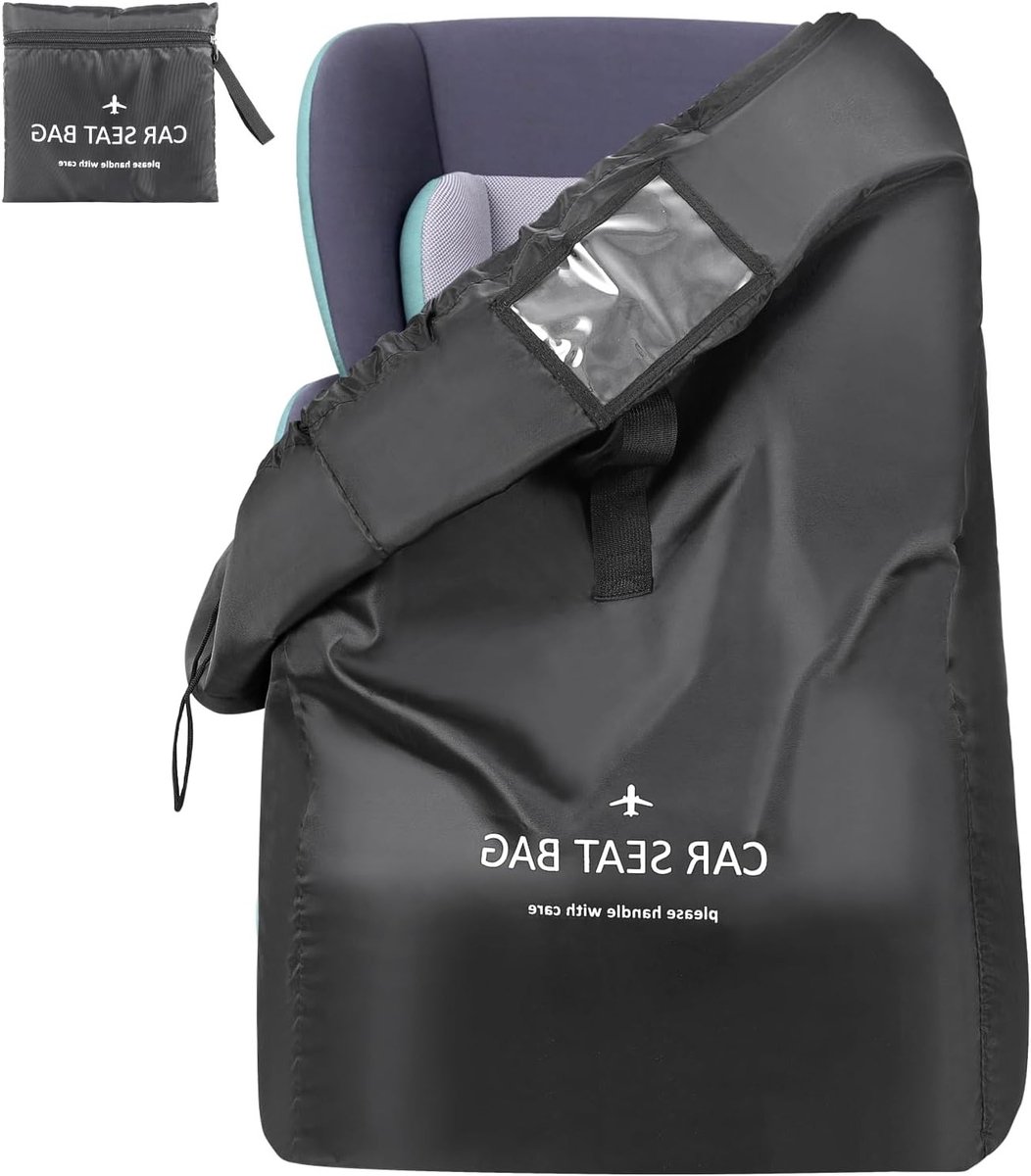 Reisbag voor Autostoelen - Ideale Gate Check Tas voor Vliegtuigreizen, Universele Maat, Geschikt voor de Meeste Autostoelen, Inclusief Schouderriem (Zwart)