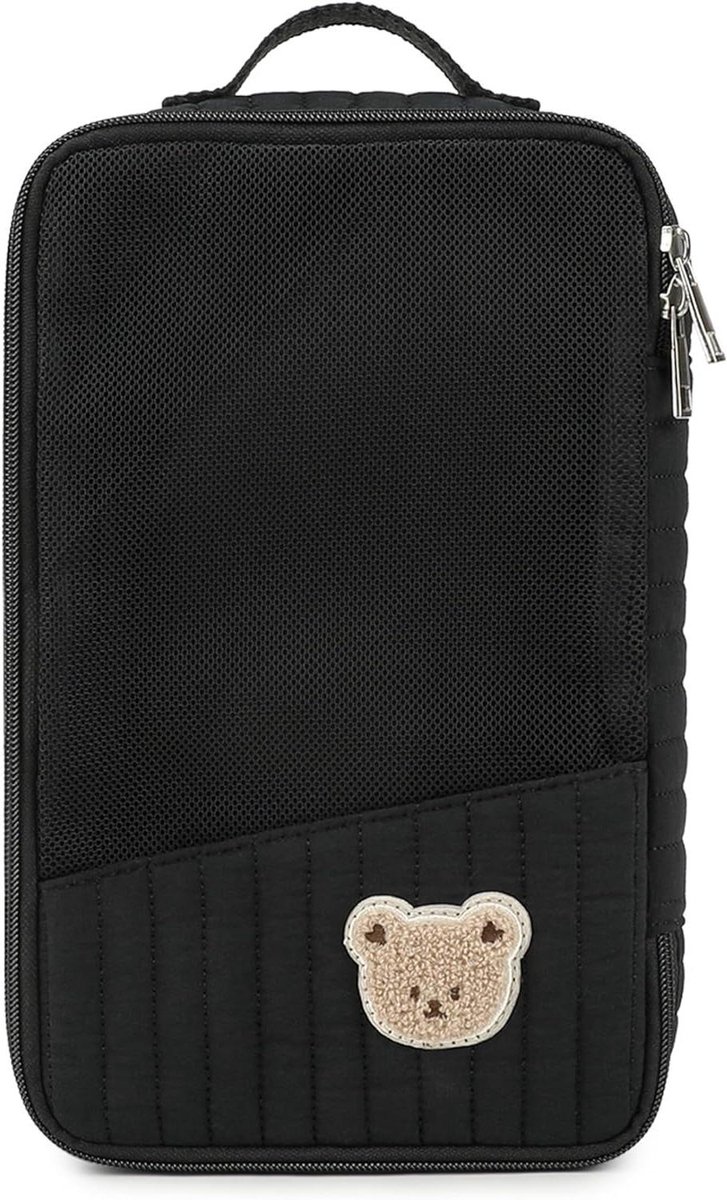Luier Organizer - Baby Tas - Baby Benodigdheden - Transparante Vakken - 29x17.5x5 cm - Zwart