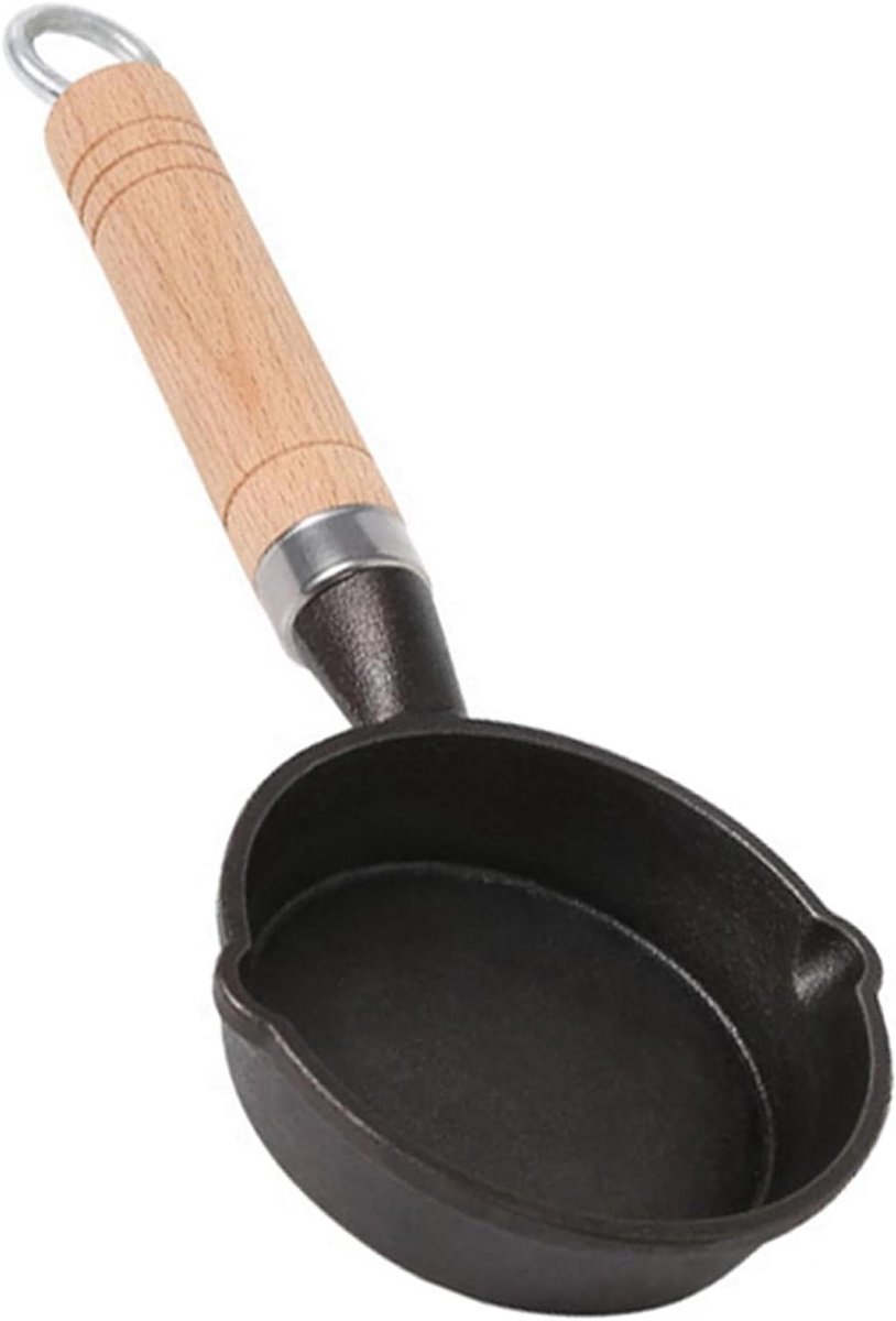 Mini Koekenpan - Eierpan Gieter - Individueel Koken - Hitteverdeling - 10cm Diameter - Zwart