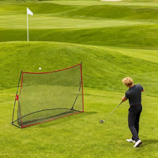 Golftrainingsnet - Oefennet Golf - Golfvaardigheden Verbeteren - Schokabsorberende Constructie - 305 x 213 cm - Zwart — afbeelding 3