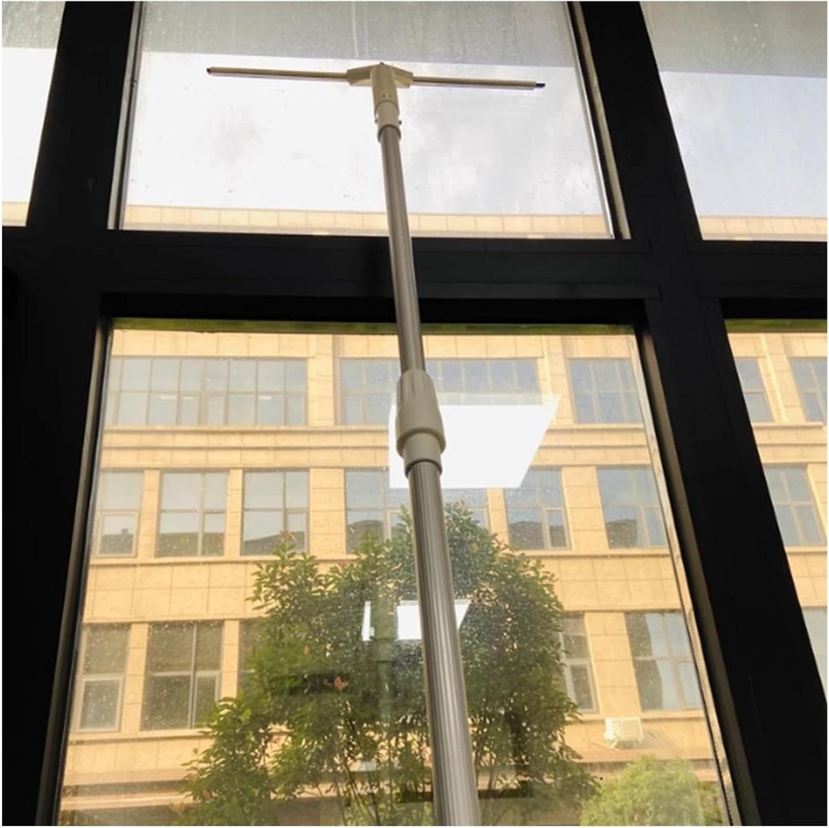 Raamreinigingsset - Glasbewassing tool - Hoge ramen reinigen - Uitschuifbare steel - 411 meter - Grijs