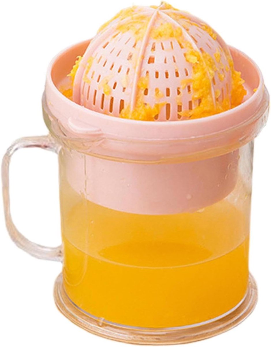 Citruspers Met Beker - Handpers Fruit - Sap Extraheren - Ingebouwde Zeef - 15 x 12 cm - Roze