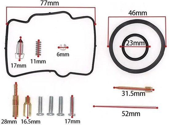 Carburateur Reparatie Kit - Motor Onderdelen - Motor Onderhoud - Stabiele Motorloop - 4 Stuks - Afgebeeld — afbeelding 4