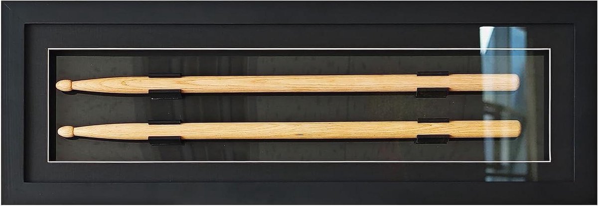 Drumstok Display - Muziek Frame - Herinneringen Bewaren - Stofvrij Acryl - 20 Inch - Zwart