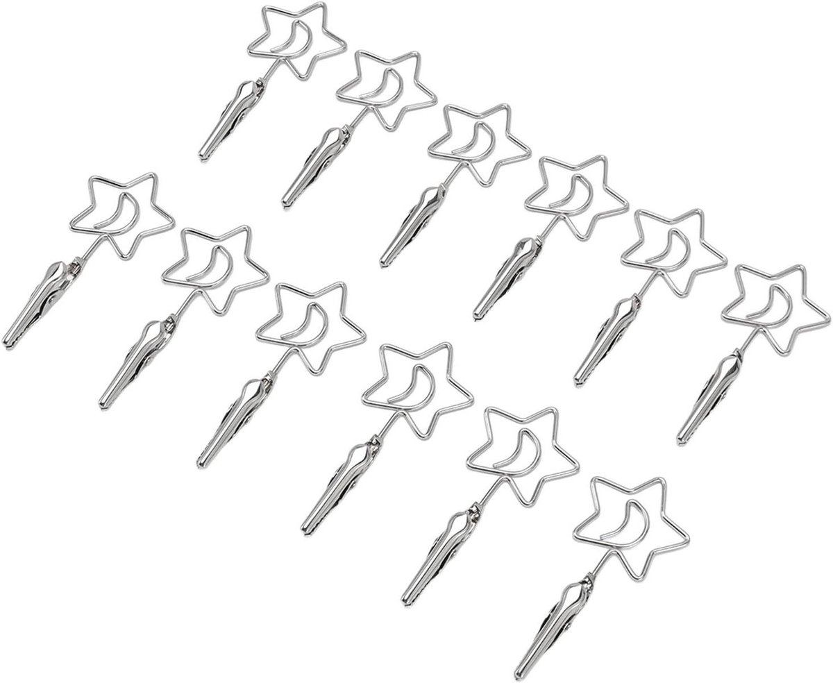 Dubbele Memoclip - Fotohouder Draadklem - Notities Tonen - Dubbele Klemfunctie - 12 Stuks - Zilver
