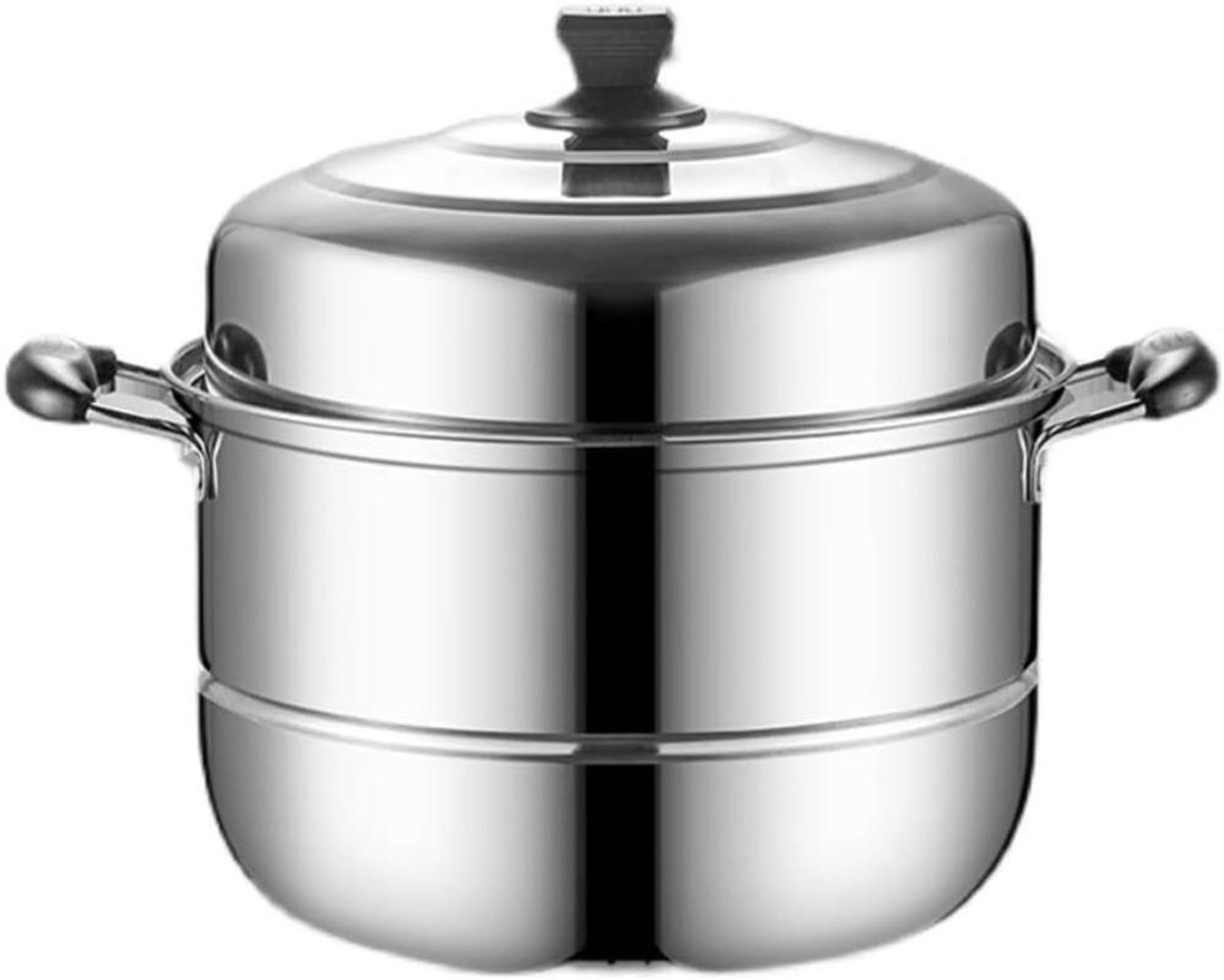 Stoompan - Dubbele stomer - Gezond Koken - Roestvrij staal - 26 cm - Zilver