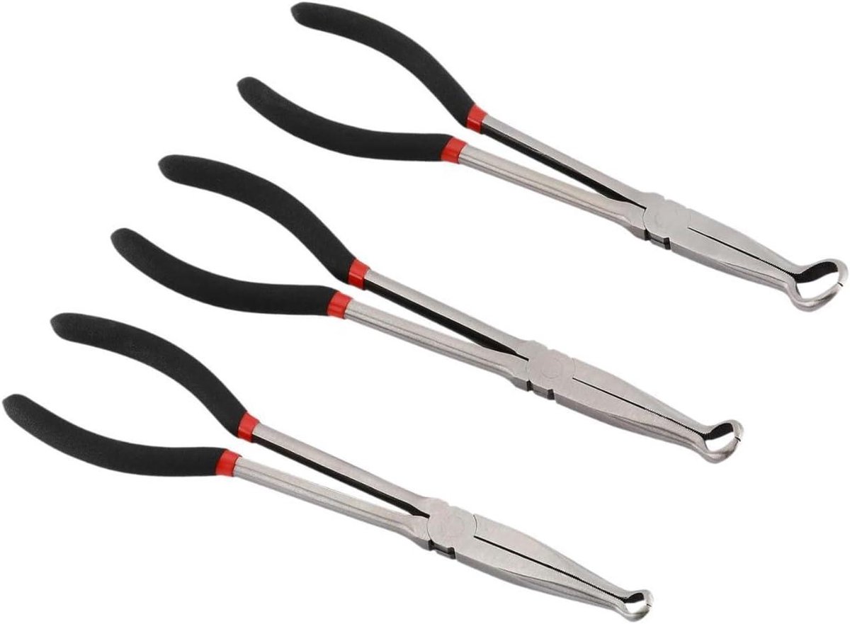 Lange punttang - Gereedschap tang - Onderdelen pakken - Zware constructie - 28 cm - Zwart