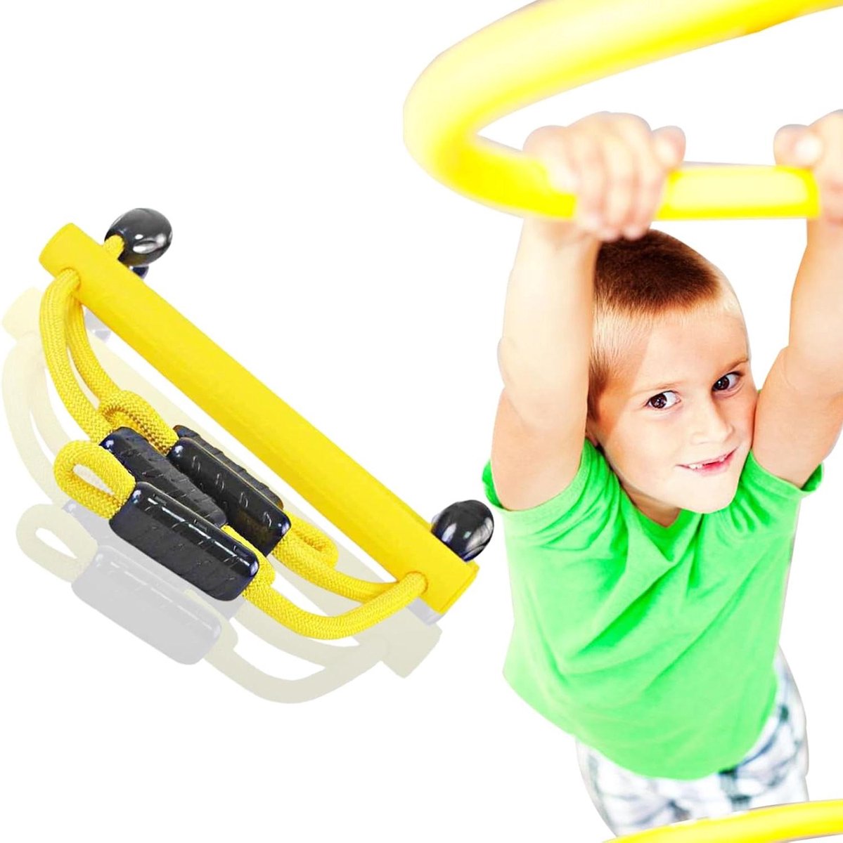 Hangladder Hindernis - Apenstang Klimtouw - Buiten Spelen - Eenvoudige Installatie - 30 x 33 cm - Geel