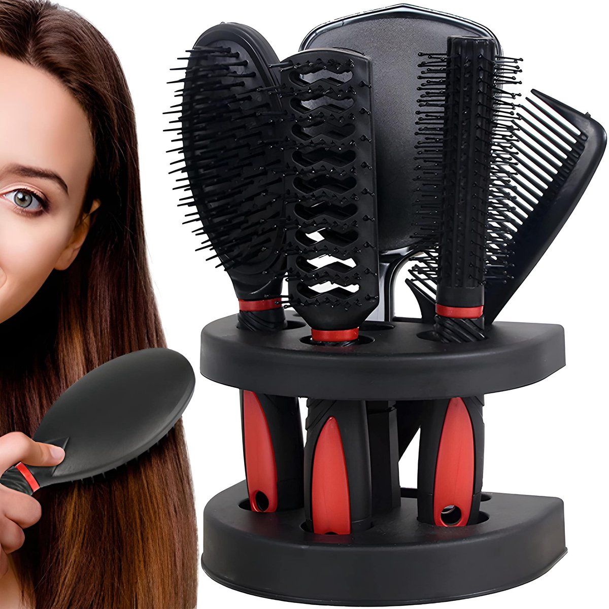 Dailygoods - 5-delige Haarborstelset met Spiegel en Ontwarrende Borstel