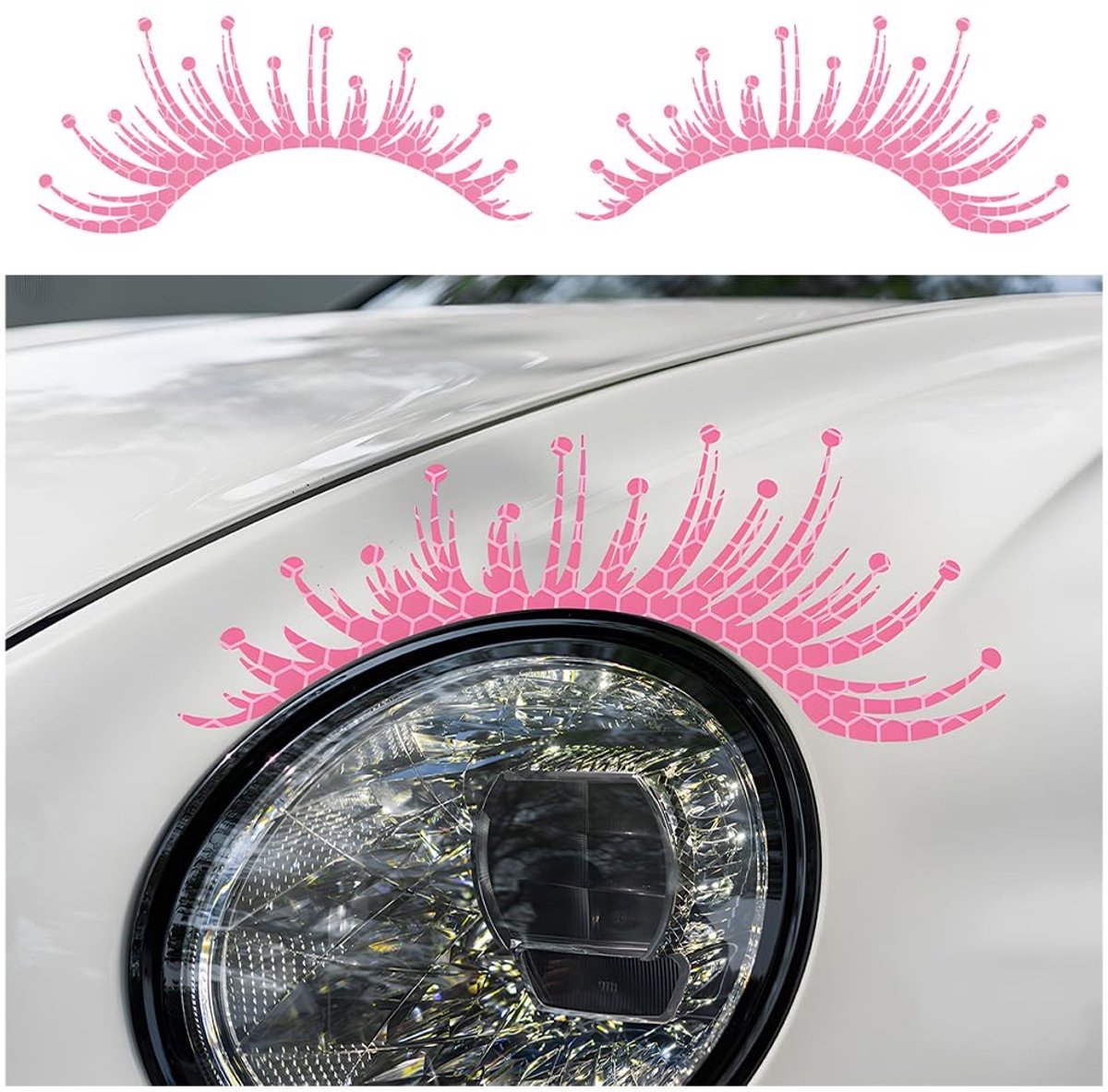 Dailygoods - Dailygoody - Reflecterende Wenkbrauwstickers voor Autokoplampen - Decoratie Stickers - Roze - Universele Accessoires - Veiligheid en Stijl - Voor Auto
