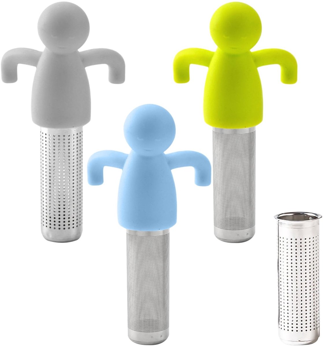Dailygoods - Set van 3 Theezeefjes met Menselijke Vorm en Metalen Filter