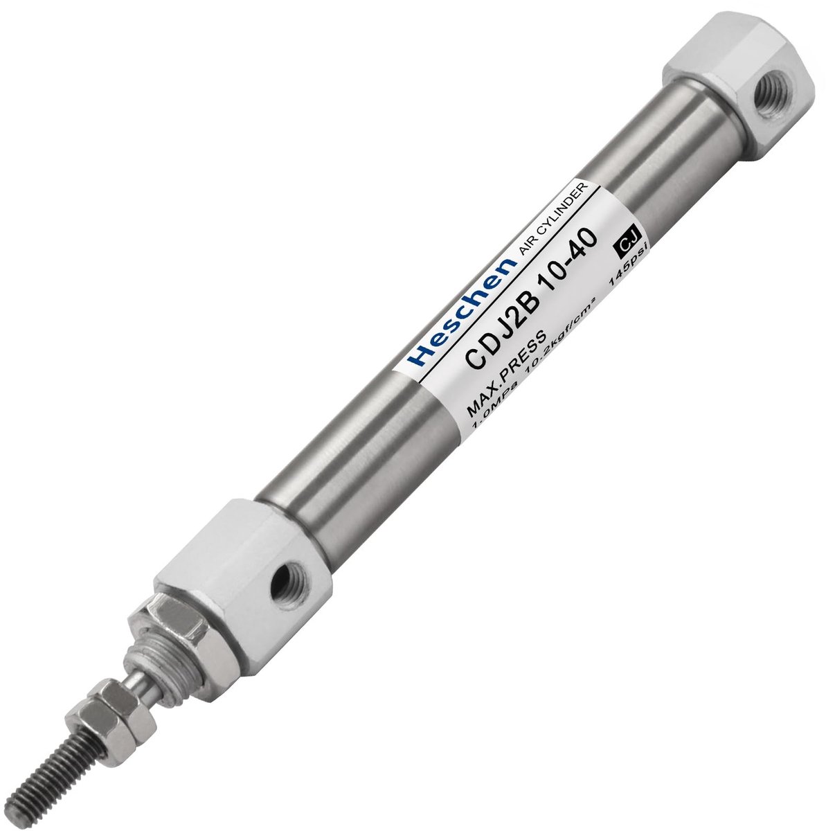 Dailygoods - Dailygoody - Pneumatische Luchtcilinder - Slank Ontwerp - 10 mm Boring - 40 mm Slag - M5 Aansluiting - Perfect voor Automatisering - Zilver