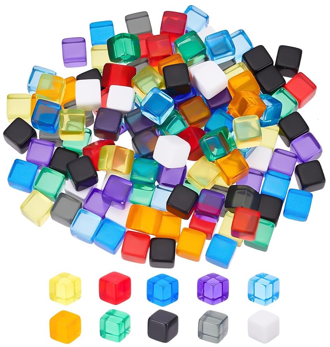 Dailygoods - Set van 140 Acryl Dobbelstenen in 10 Kleuren voor Doe-het-zelf Projecten