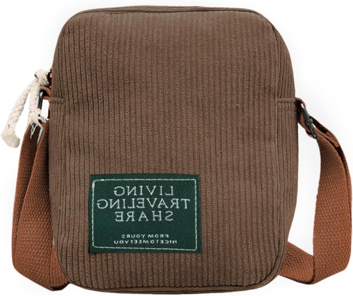 Schoudertas van koord voor dames, kleine tas met ritszakken, retro stijl, ideaal voor dagelijks gebruik en reizen