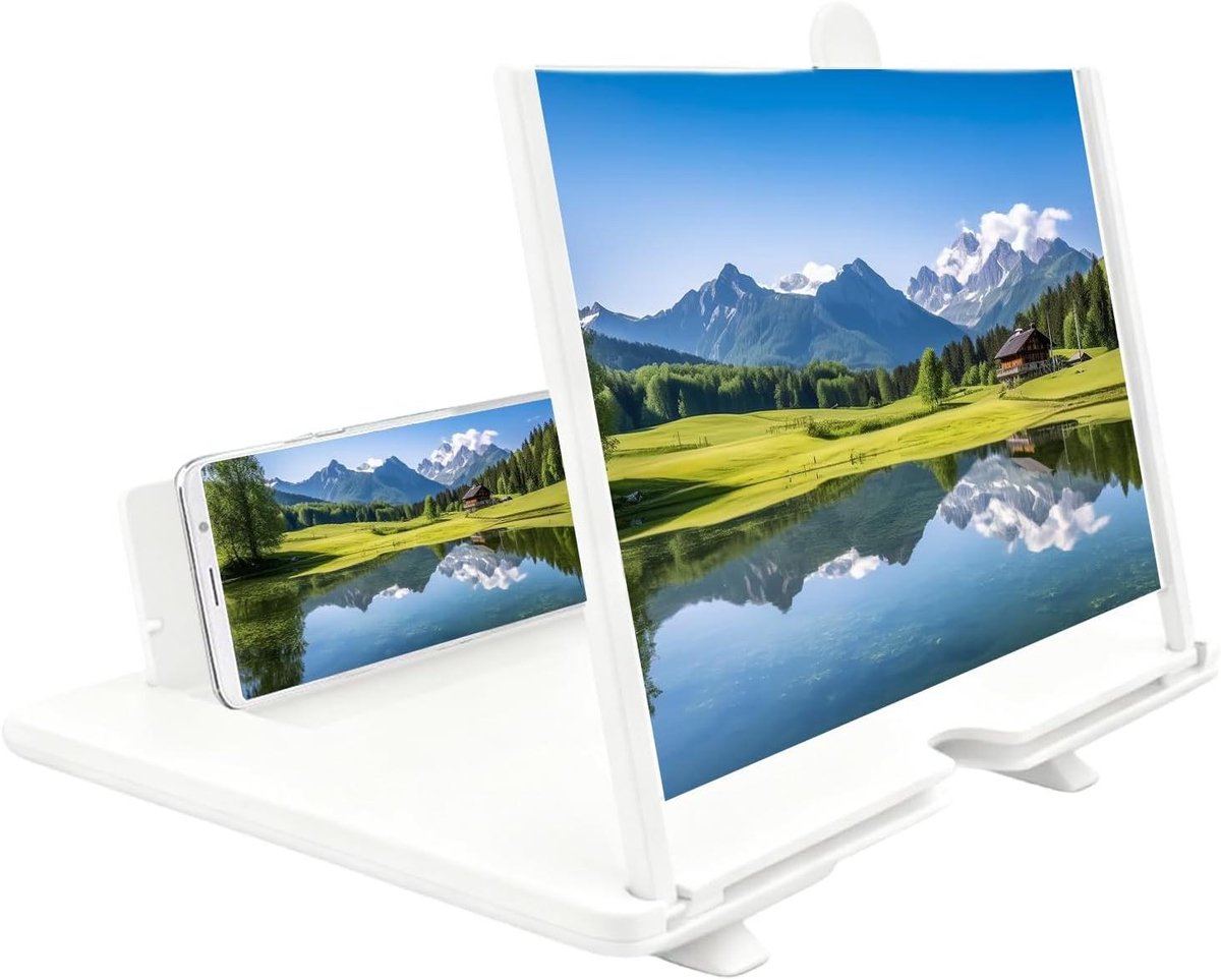 Scherm Vergrootglas - Telefoon Projector - Film Kijken - 3D HD Beeld - 22 x 17 cm - Wit