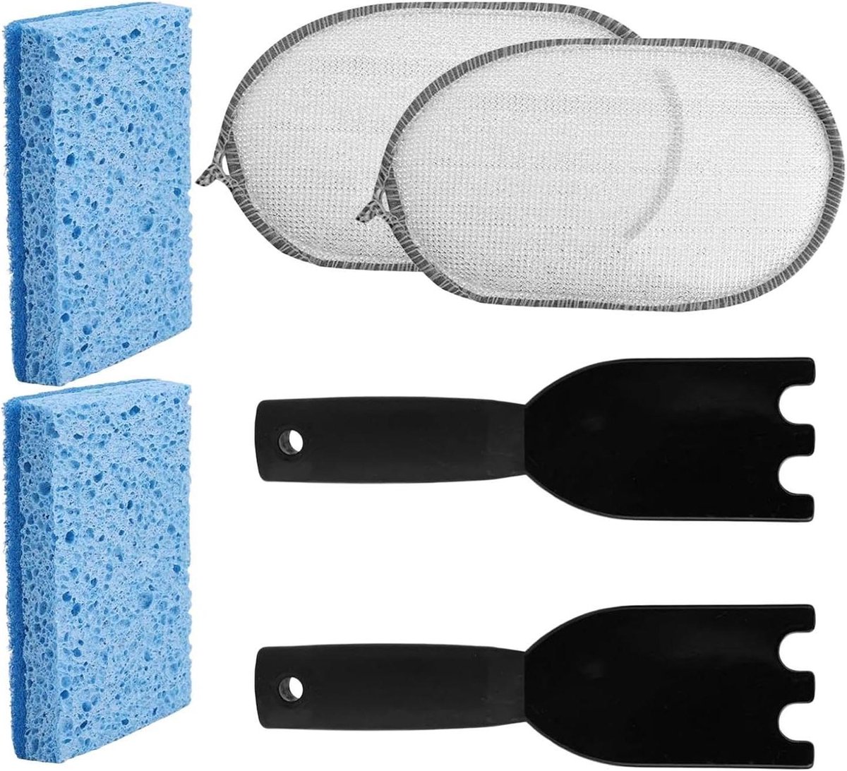 BBQ Schoonmaakset - Grill Gereedschap - Terras Onderhoud - Dubbele Spons - 1 Set - Zwart