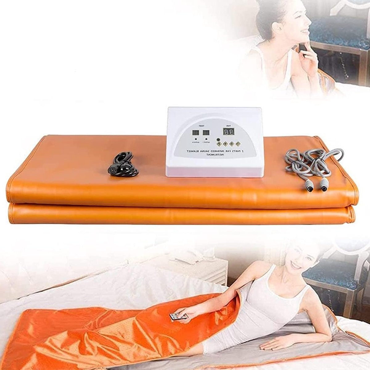 Saunadeken - Infrarood Deken - Ontspanning thuis - Digitale 2 Zone - 180x80cm - Oranje