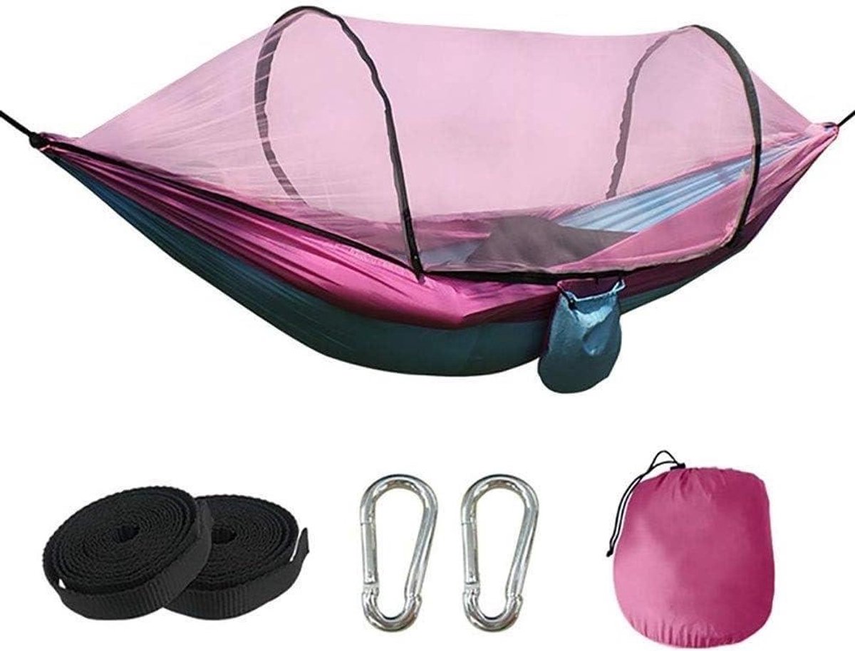 Hangmat Klamboe - Nylon Hangmat - Buiten Ontspannen - Automatische Beugel - 260x135 cm - Roze