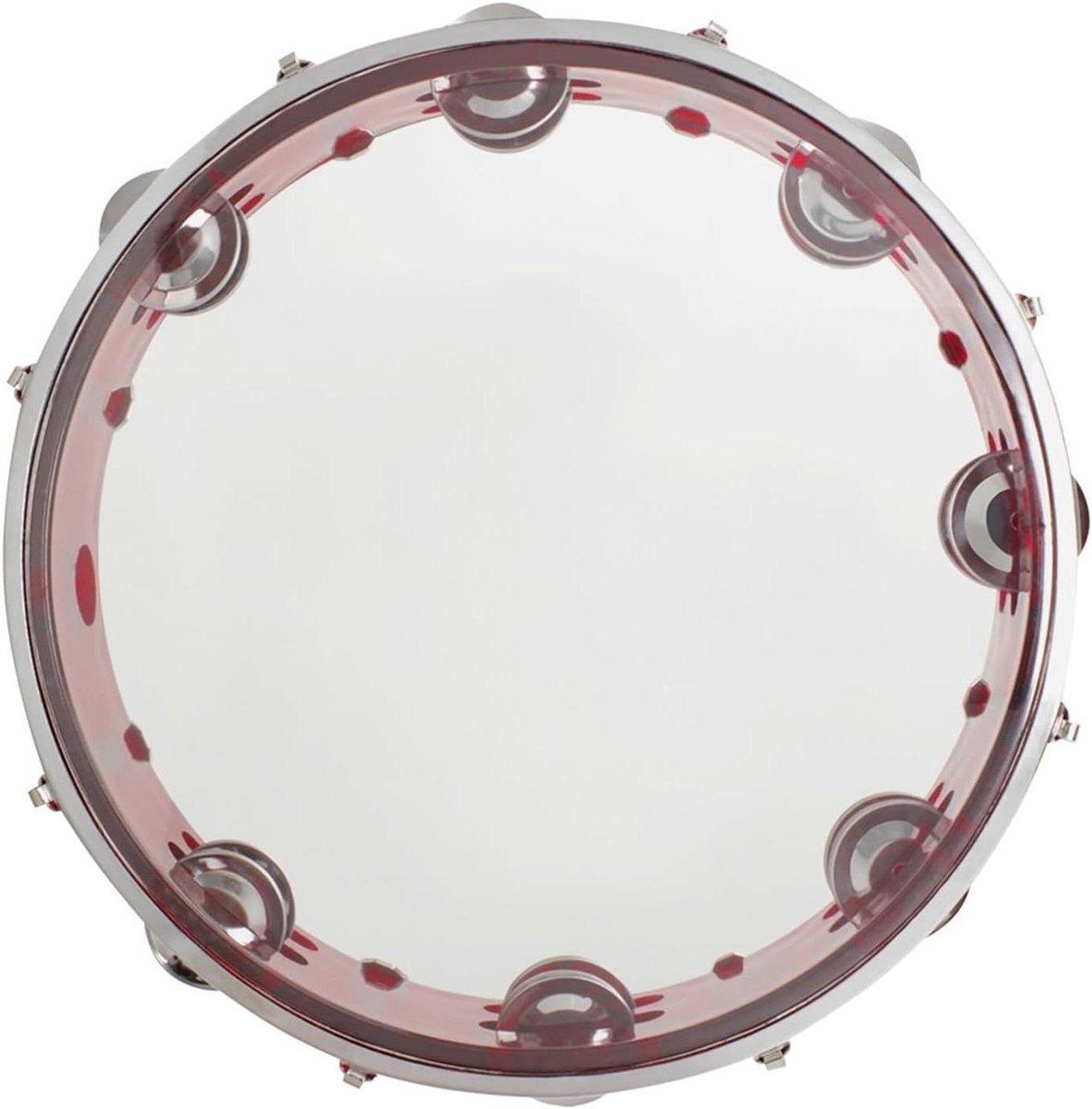 Dubbele Tamboerijn - Handtrommel - Muziek Maken - Dubbele Rij Bellen - 27 cm - Rood