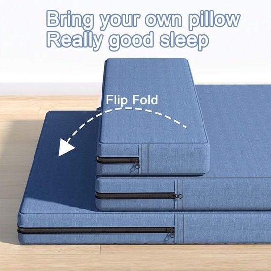 Vouwmatras - Logeermatras Gastenmatras - Tijdelijk Slapen - Inclusief Kussen - 200 x 80 cm - Bruin — afbeelding 5