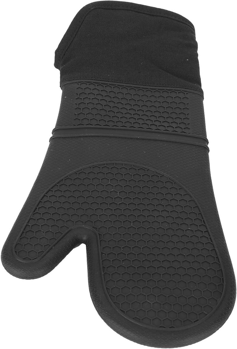 Siliconen Ovenwanten - Hittebestendige Handschoenen - Keukenwerk - Verlengde Onderarm Bescherming - 38 cm - Zwart