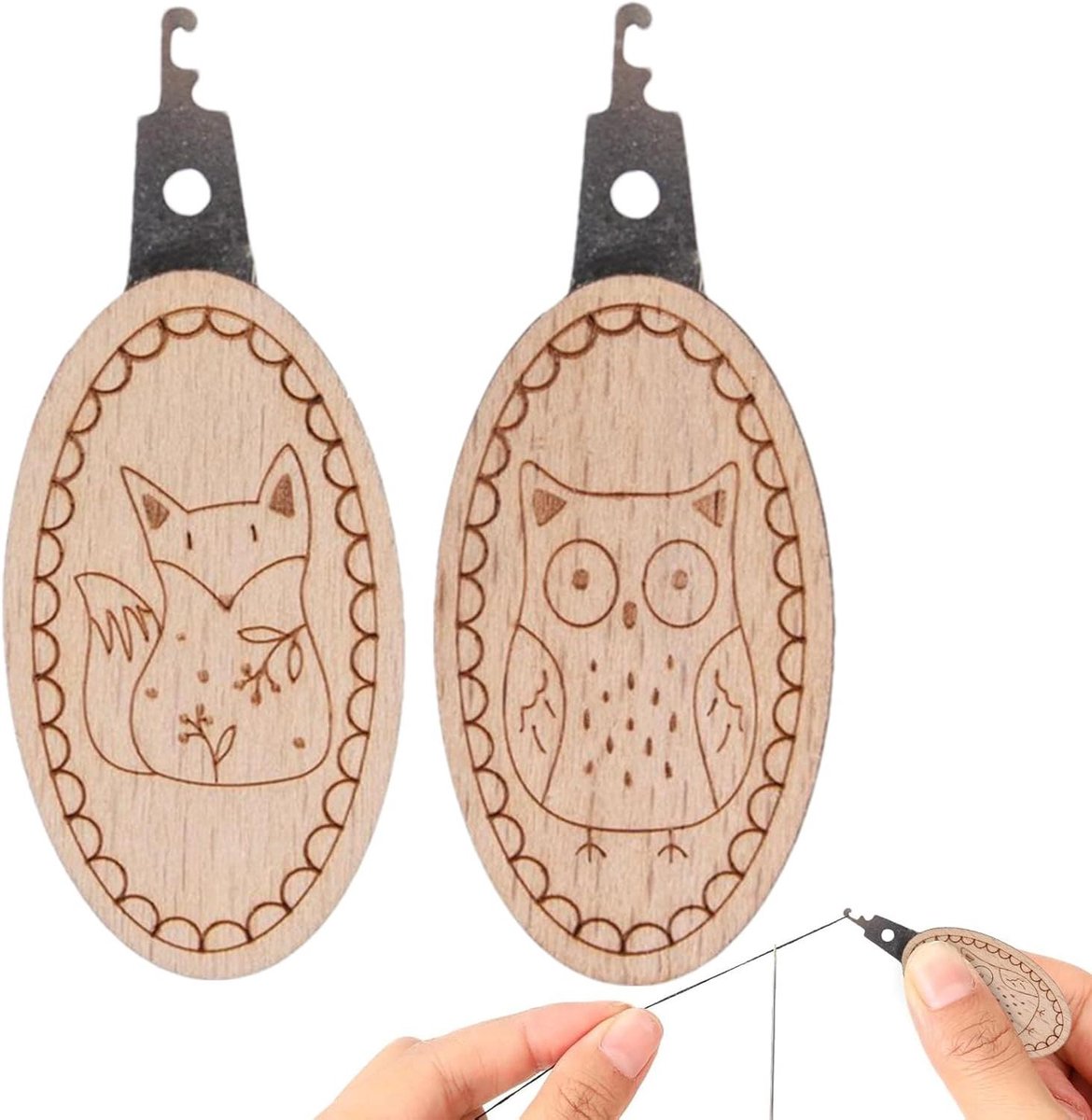 Naainaalddraadgereedschap - metalen draadgeleider, handstikaccessoire | 2 x ergonomische inrijgen voor quilten, eenvoudige draadsnijhulp voor moeder, oma, opa, vrouw, echtgenoot, borduurnaald